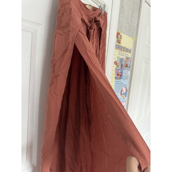 NWOT Lovestitch Women’s Wide Wrap Style Pants Tan Brown Small Rayon - Picture 5 of 14